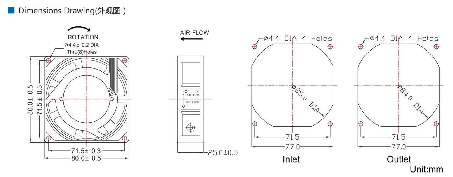 ac axial fan 8025